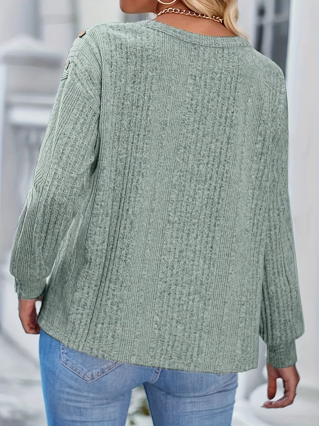 Boat Neck Ribbed Knit T-Shirt