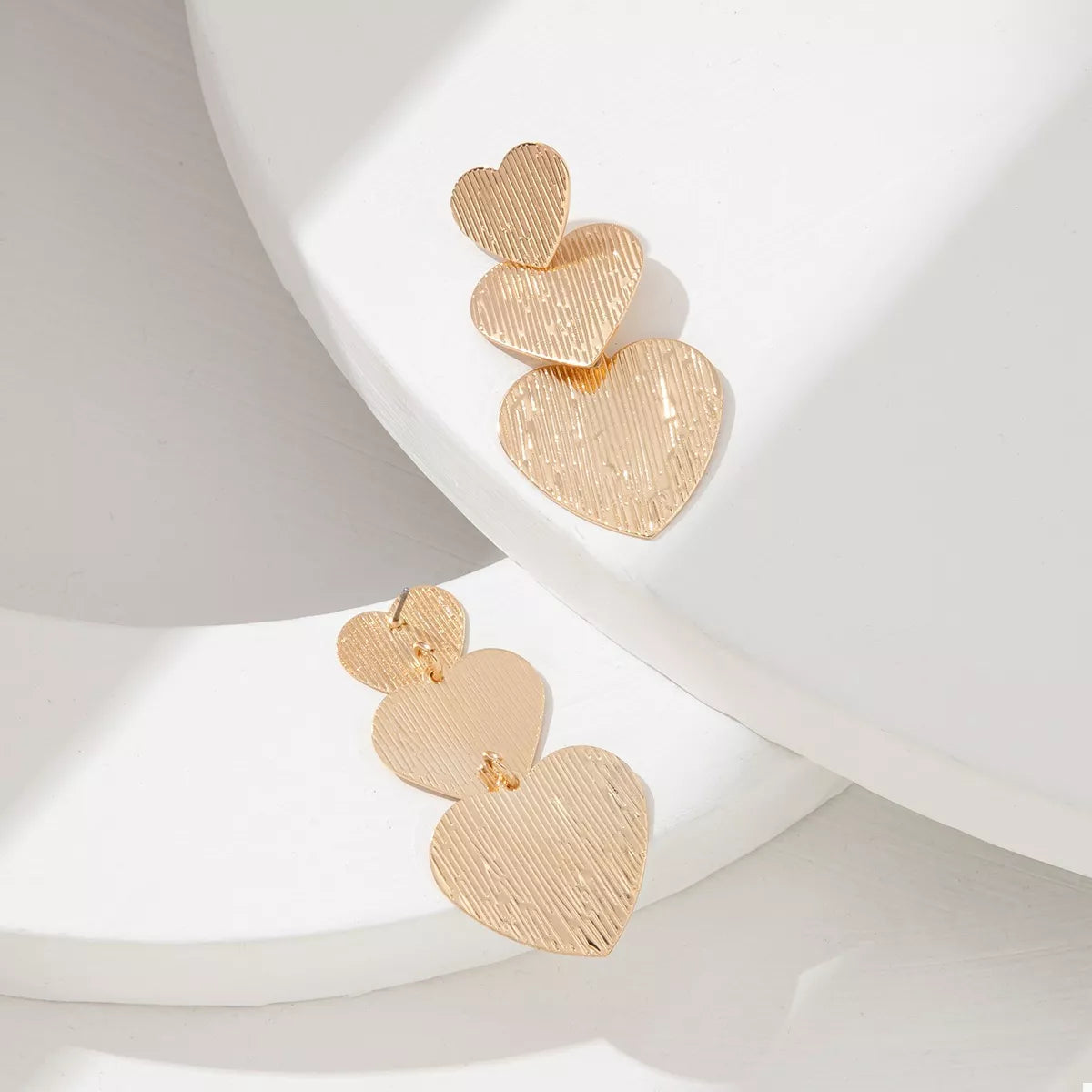 Golden Heart Dangle Earrings