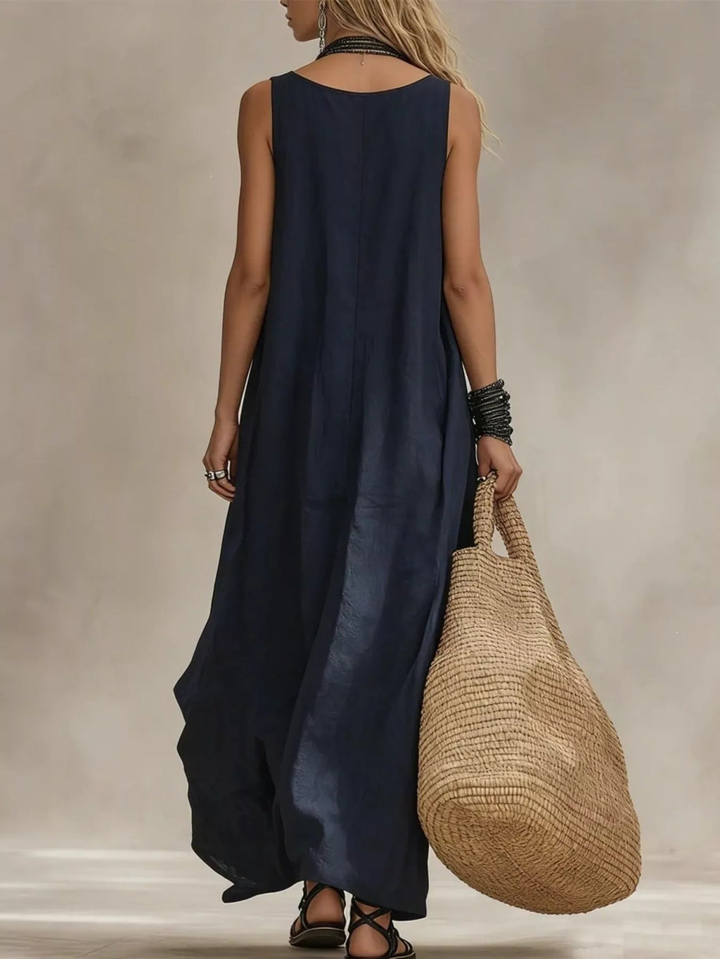 Full Size Scoop Neck Sleeveless Maxi Dress Plus Size