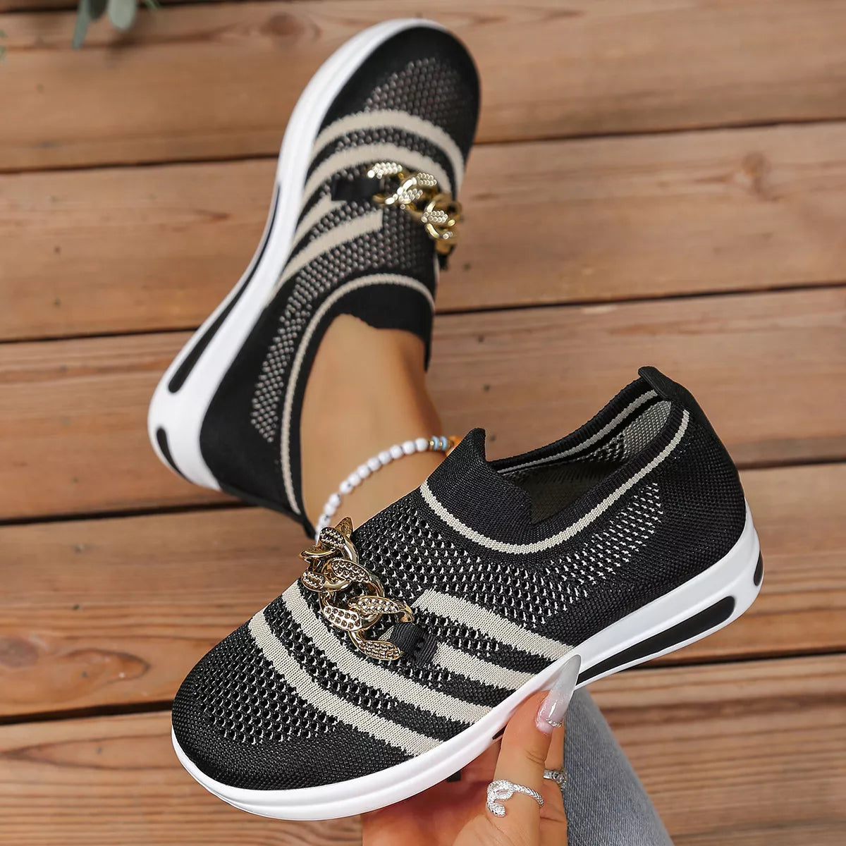 Round Toe Mesh Slip-Ons