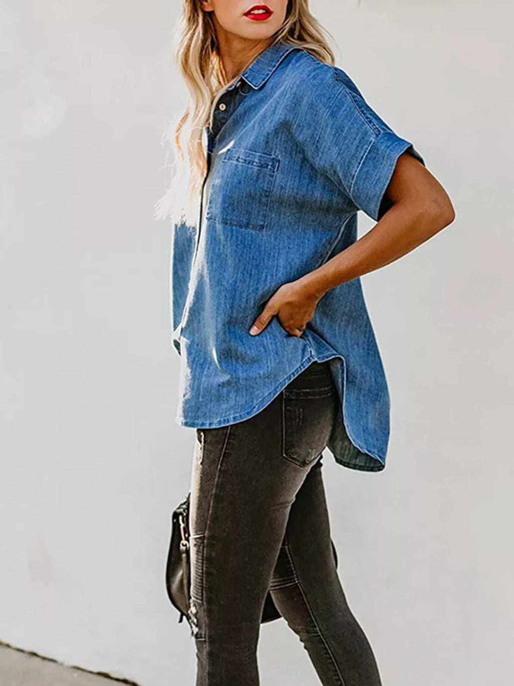 Casual Short Sleeve Denim Shirt