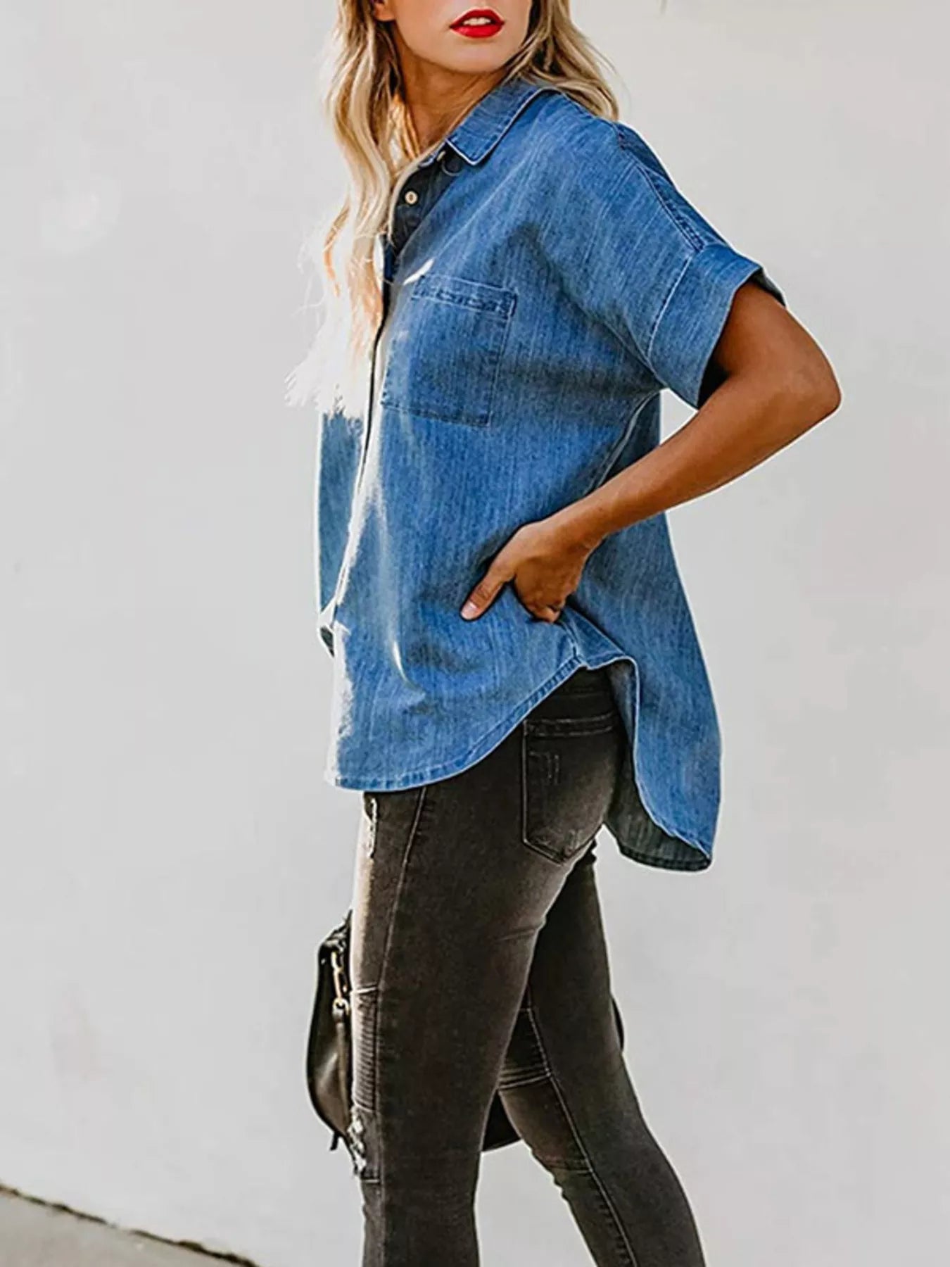 Casual Short Sleeve Denim Shirt