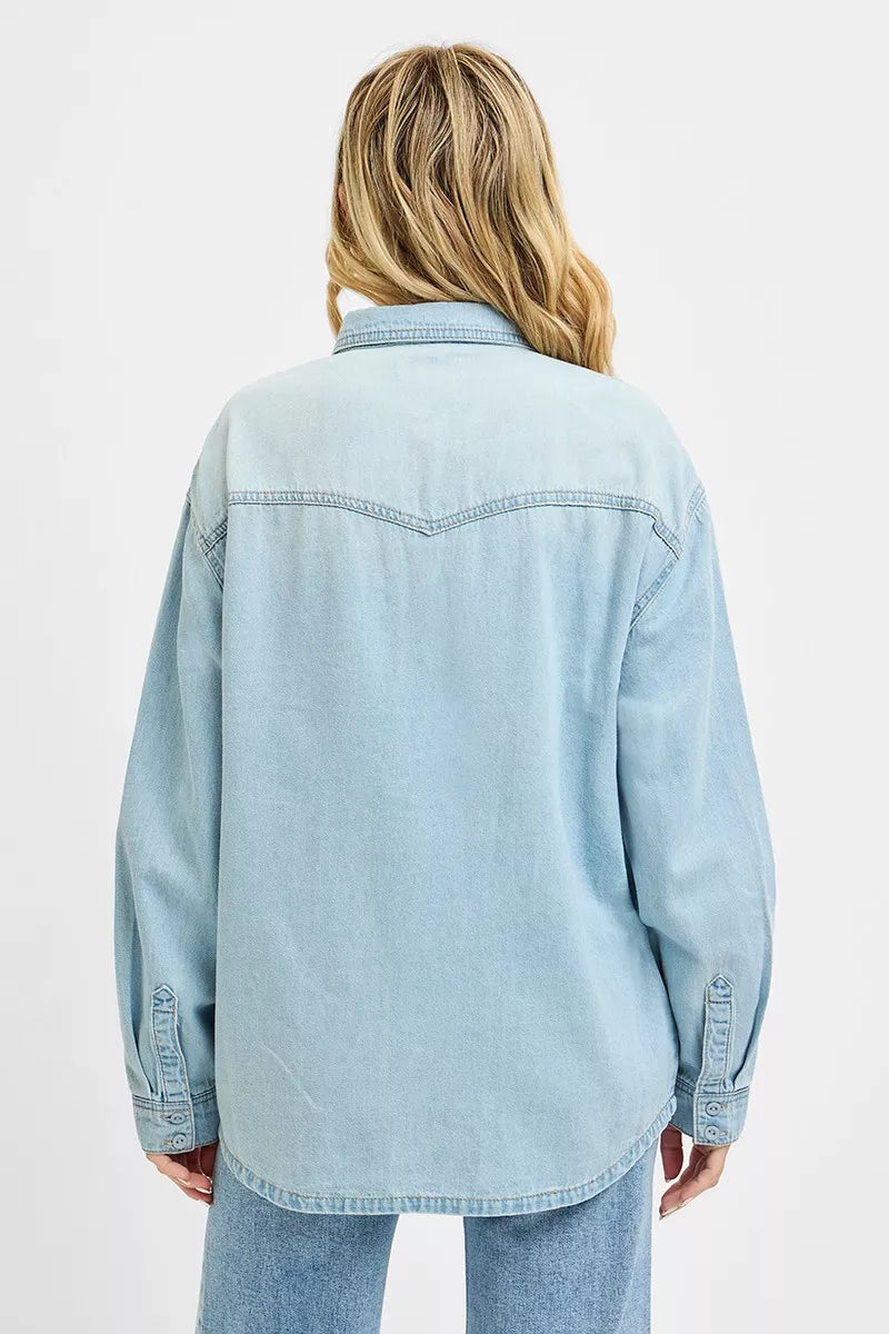 RISEN Western Yoke Style Relaxed Fit Denim Shirts