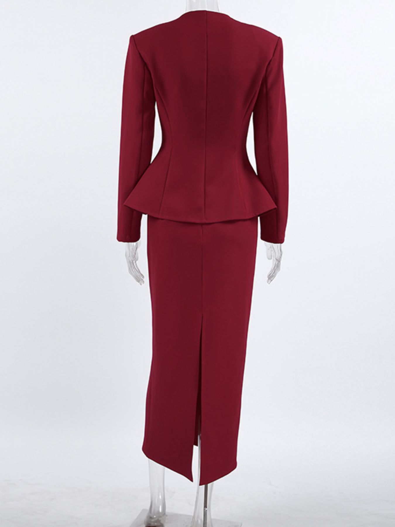 Button Up Peplum Blazer & Skirt Set