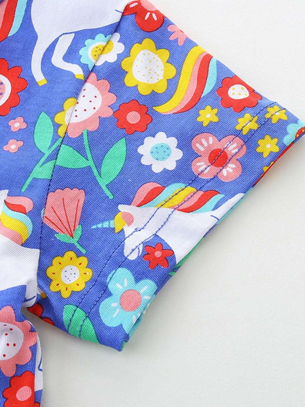 Children's Unicorn Floral Print Short Sleeve Dress