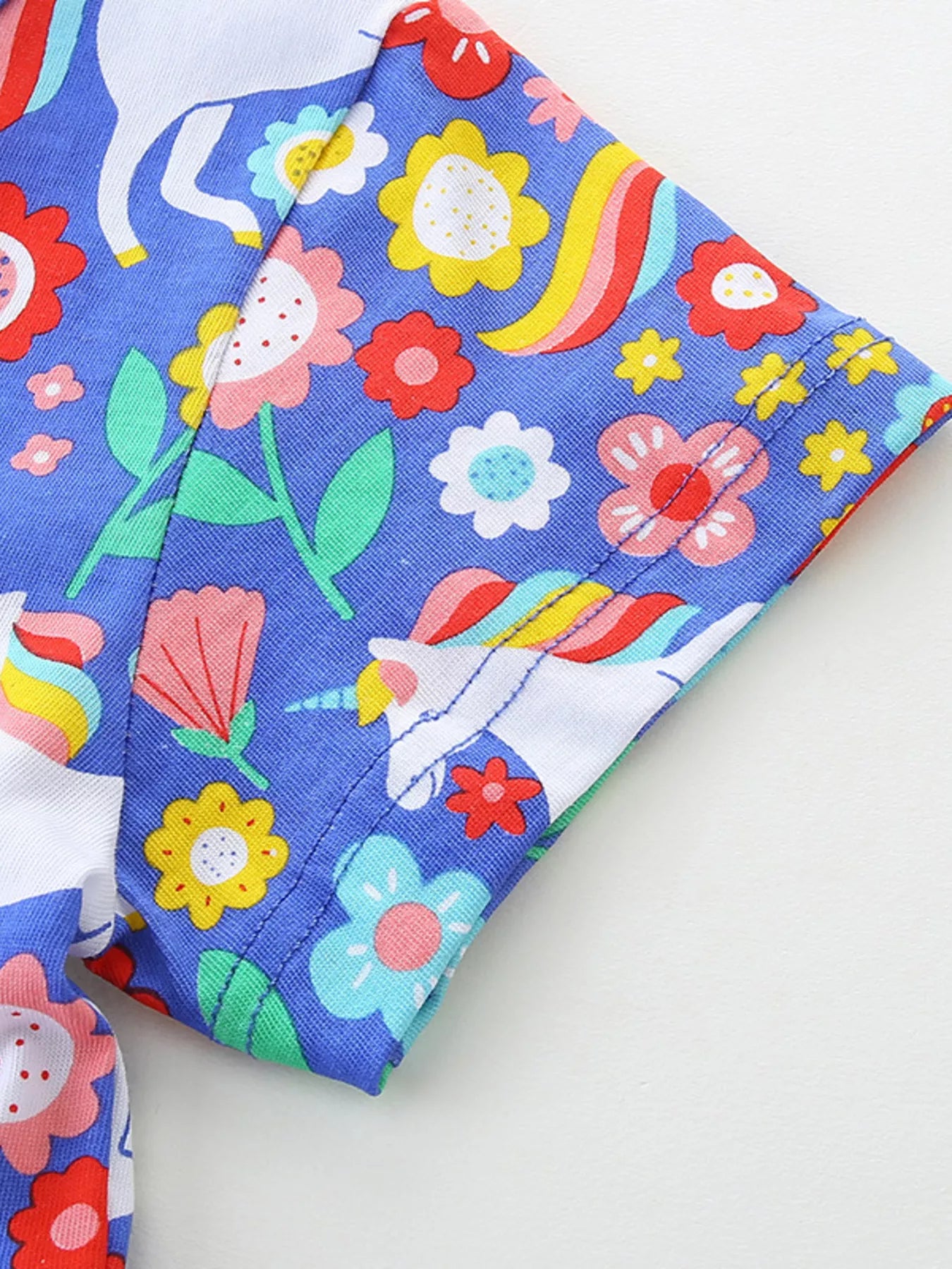 Children's Unicorn Floral Print Short Sleeve Dress