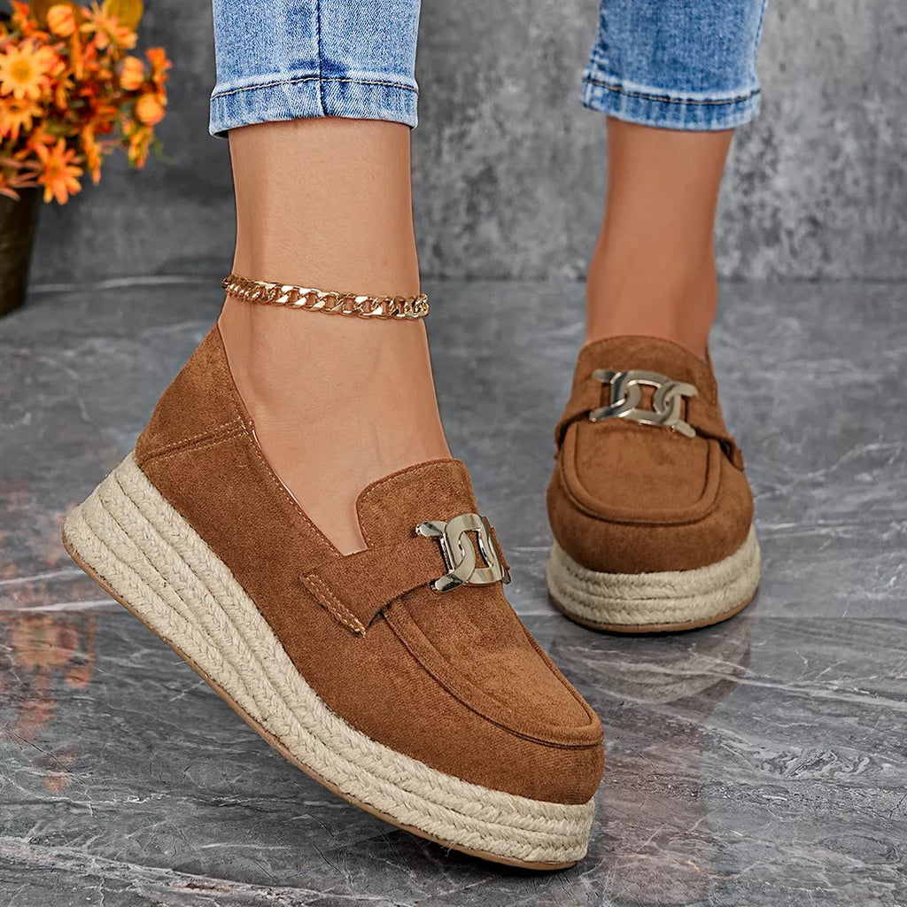 Round Toe Platform Slip-Ons