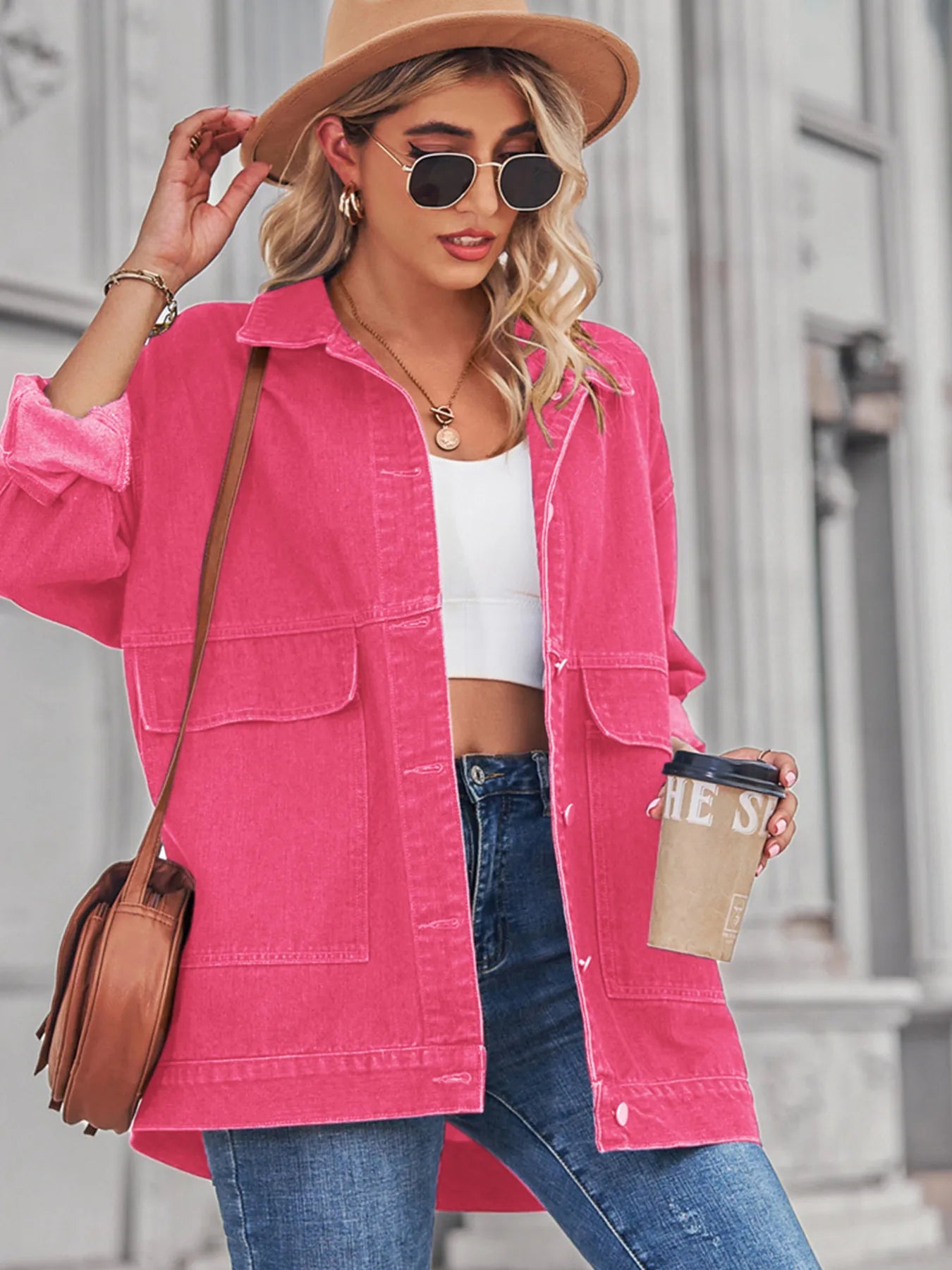 Button Up Long Sleeve Denim Jacket