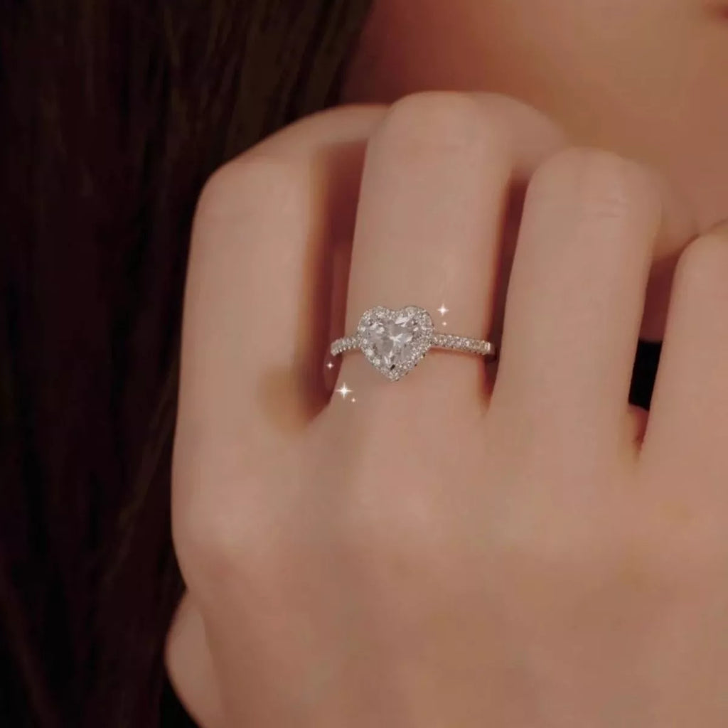 1 Carat Moissanite 925 Sterling Silver Heart Ring
