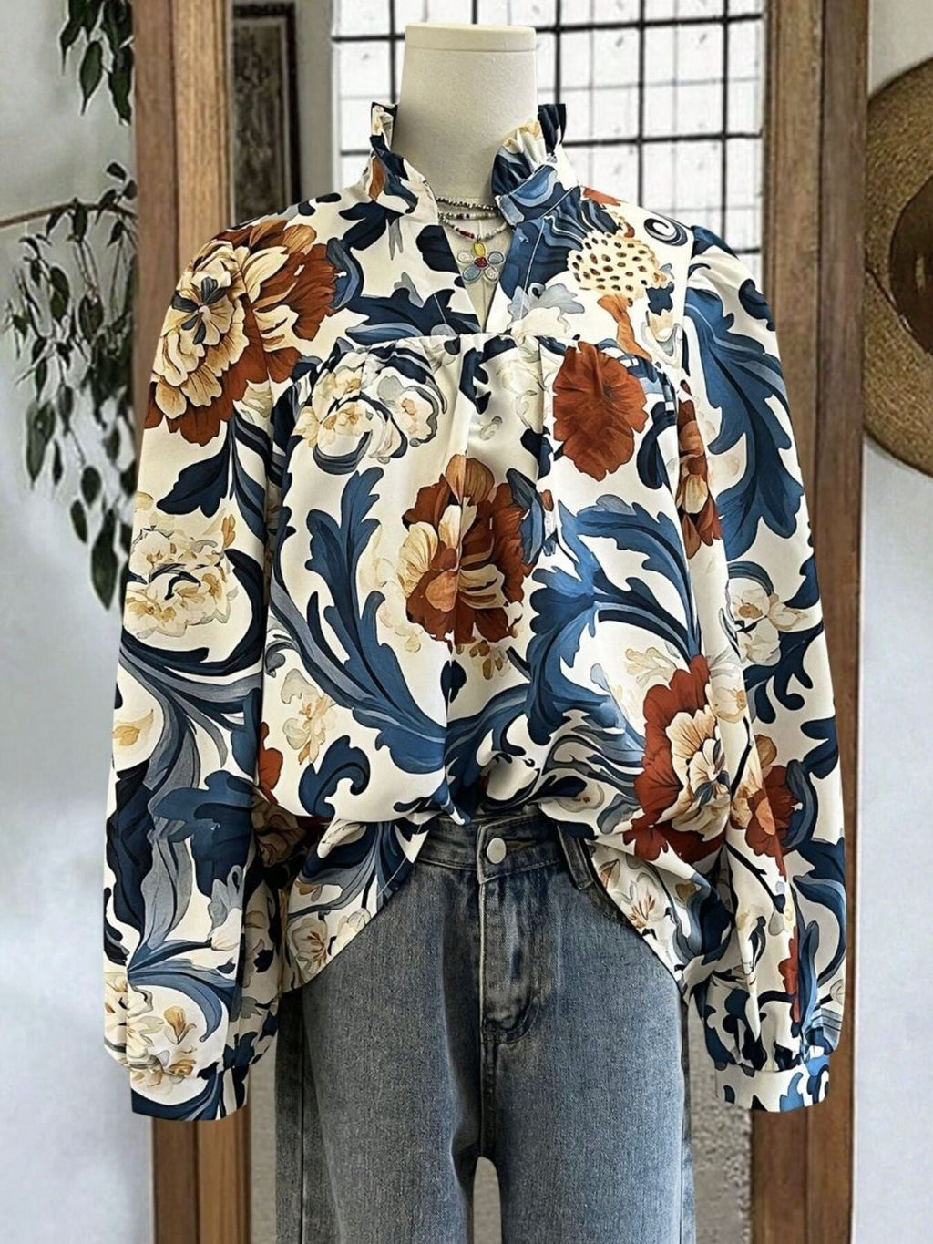 Floral Print Long Sleeve Blouse