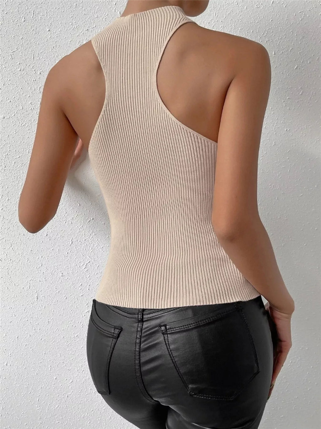 Ribbed Knit Halter Neck Cami