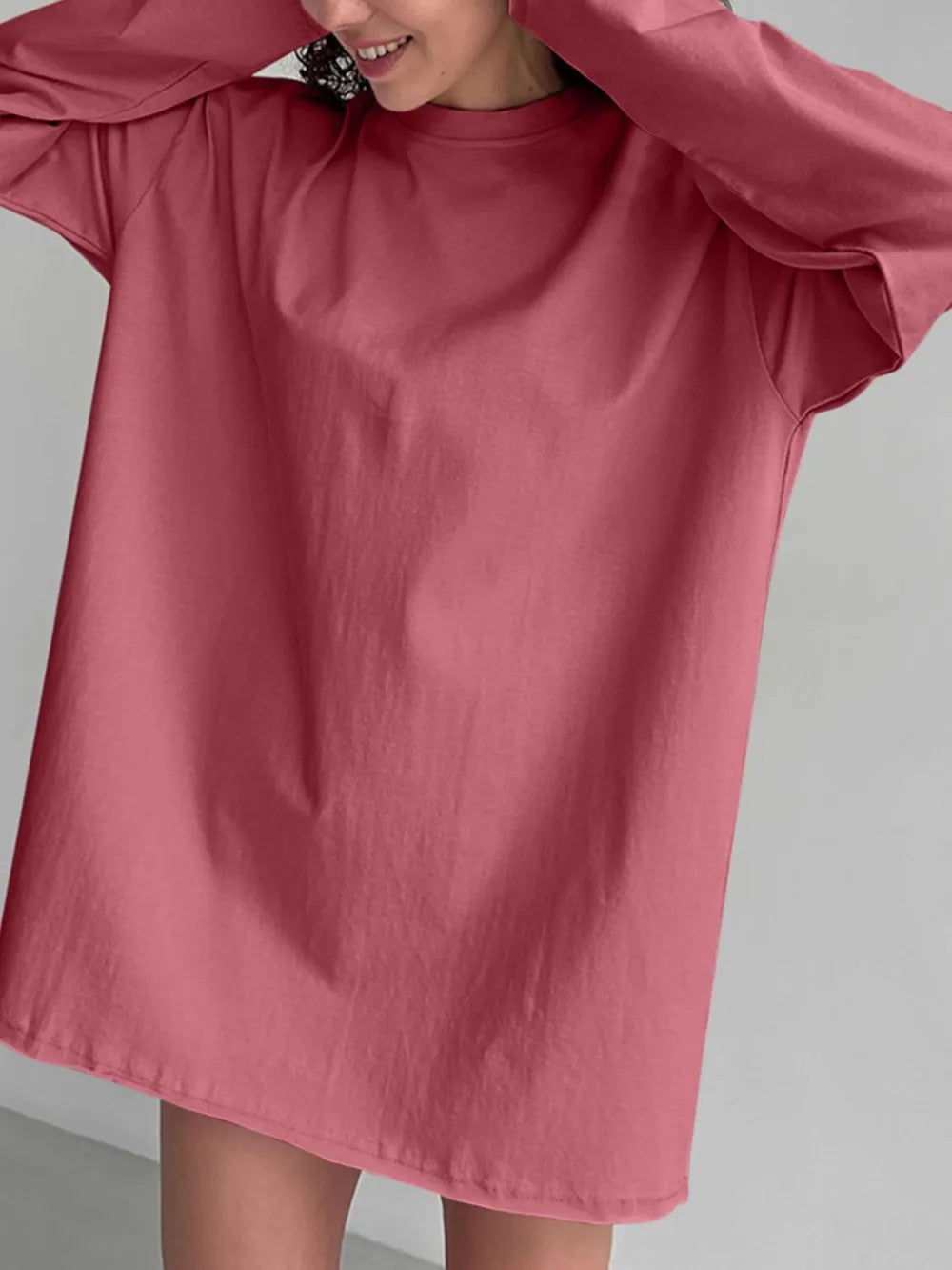 Round Neck Long Sleeve Oversized T-Shirt