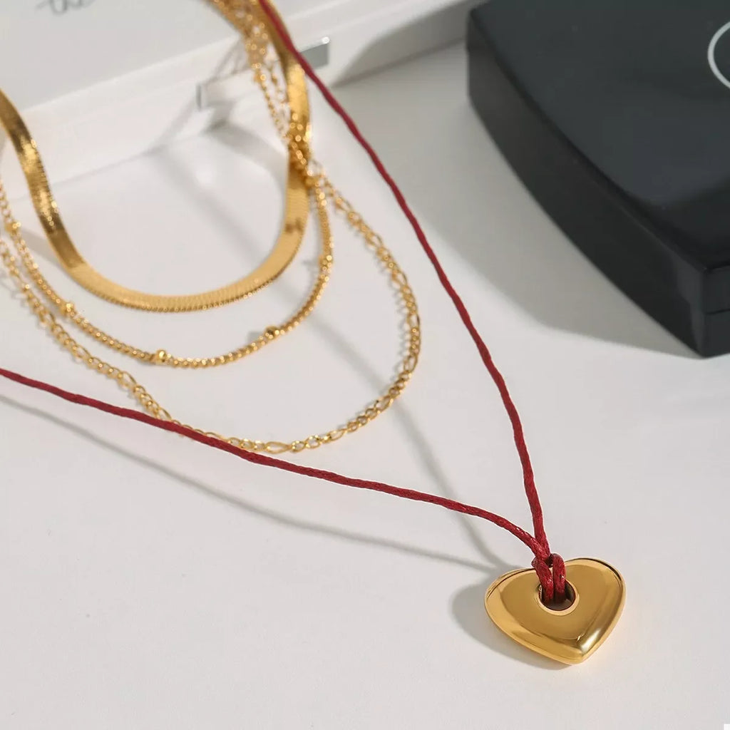 Stainless Steel Four-Layered Heart Necklace