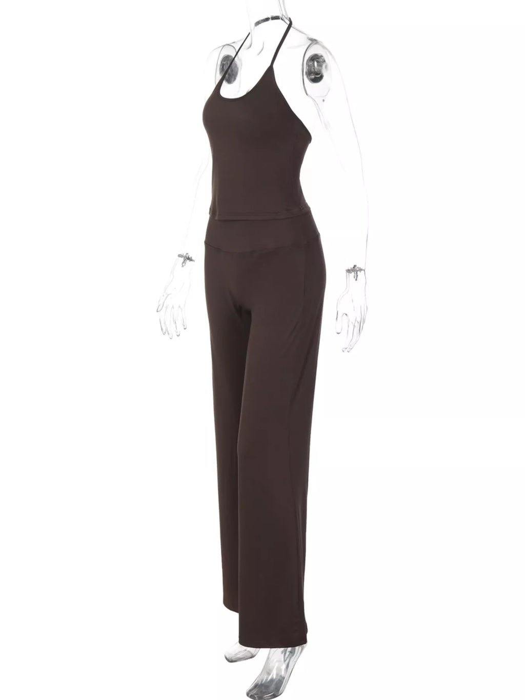 Halter Neck Crop Top and Pants Set