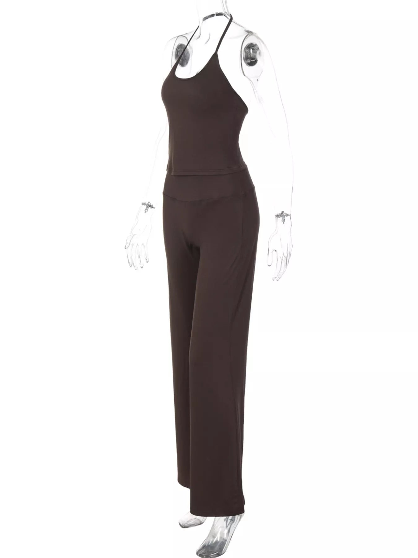 Halter Neck Crop Top and Pants Set