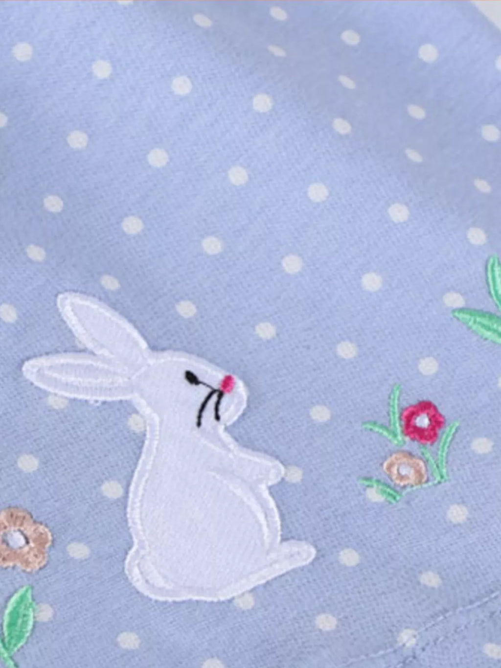 Children's Cute Bunny Embroidered Polka Dot Dress