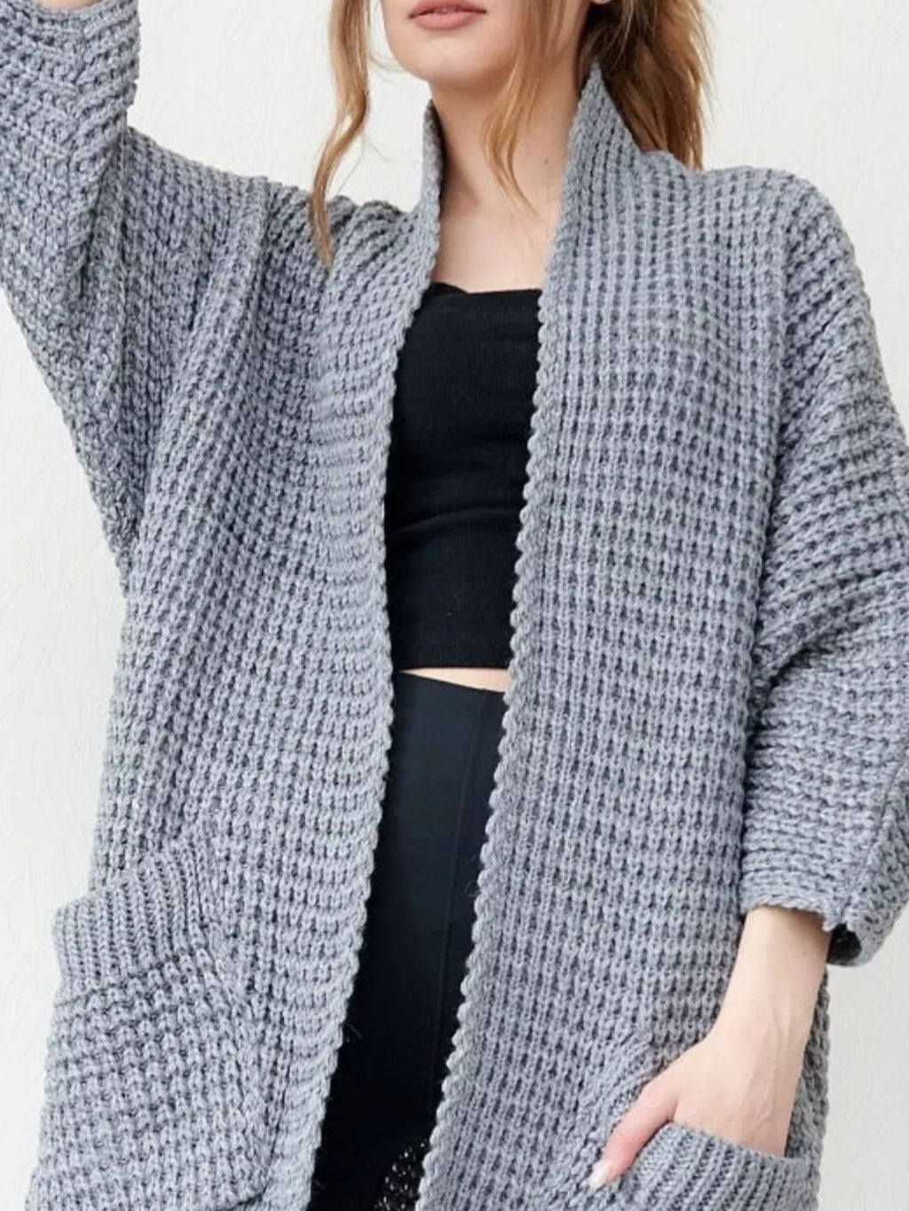 Full Size Chunky Knit Open Front Cardigan Plus Size
