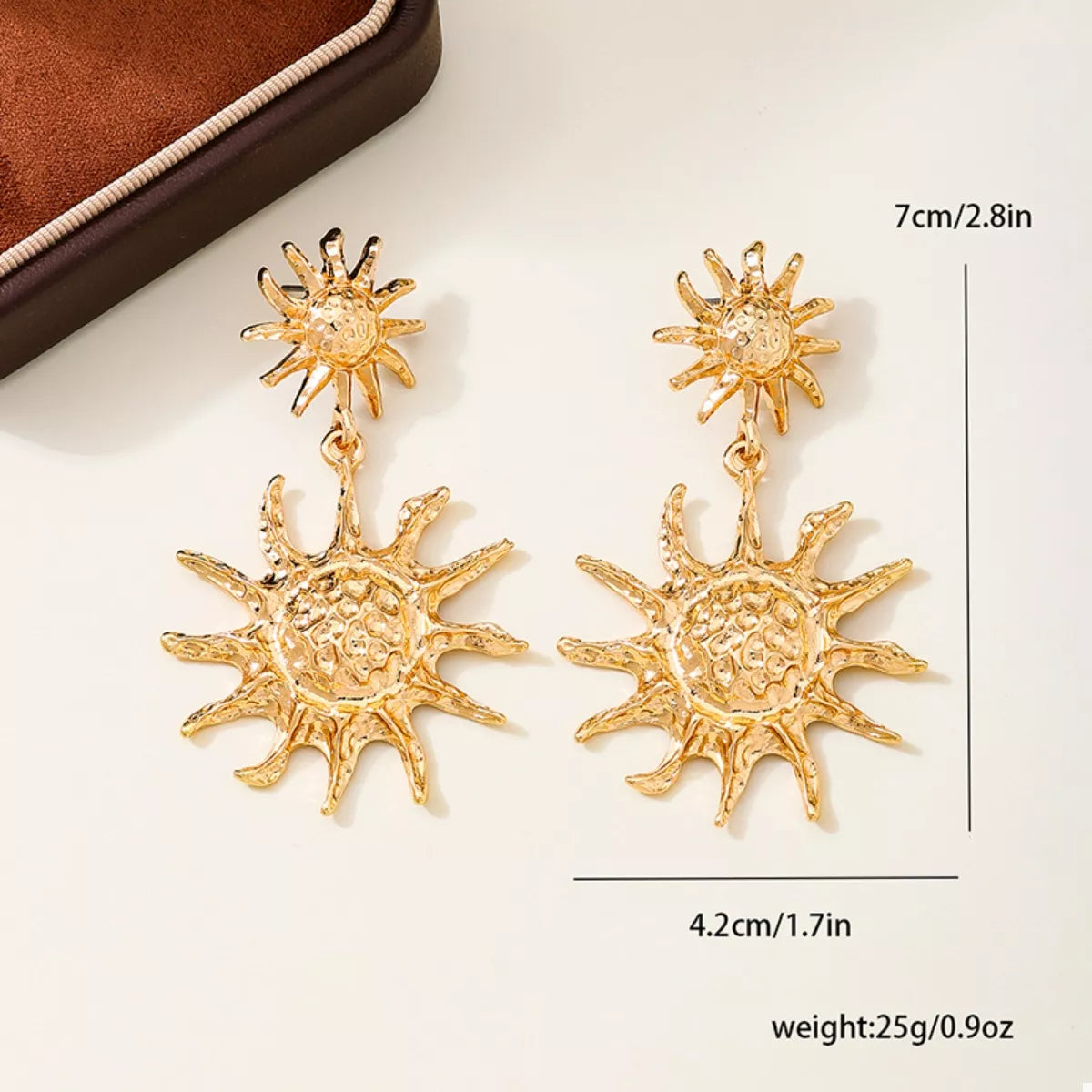 18K Gold-Plated Sun Burst Drop Earrings