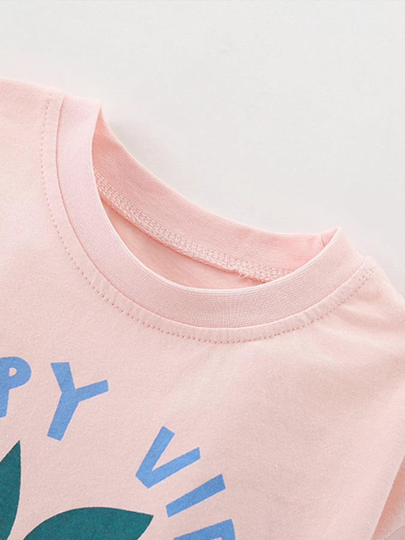 Children's Happy Vibes Graphic Tee & Denim Shorts Set