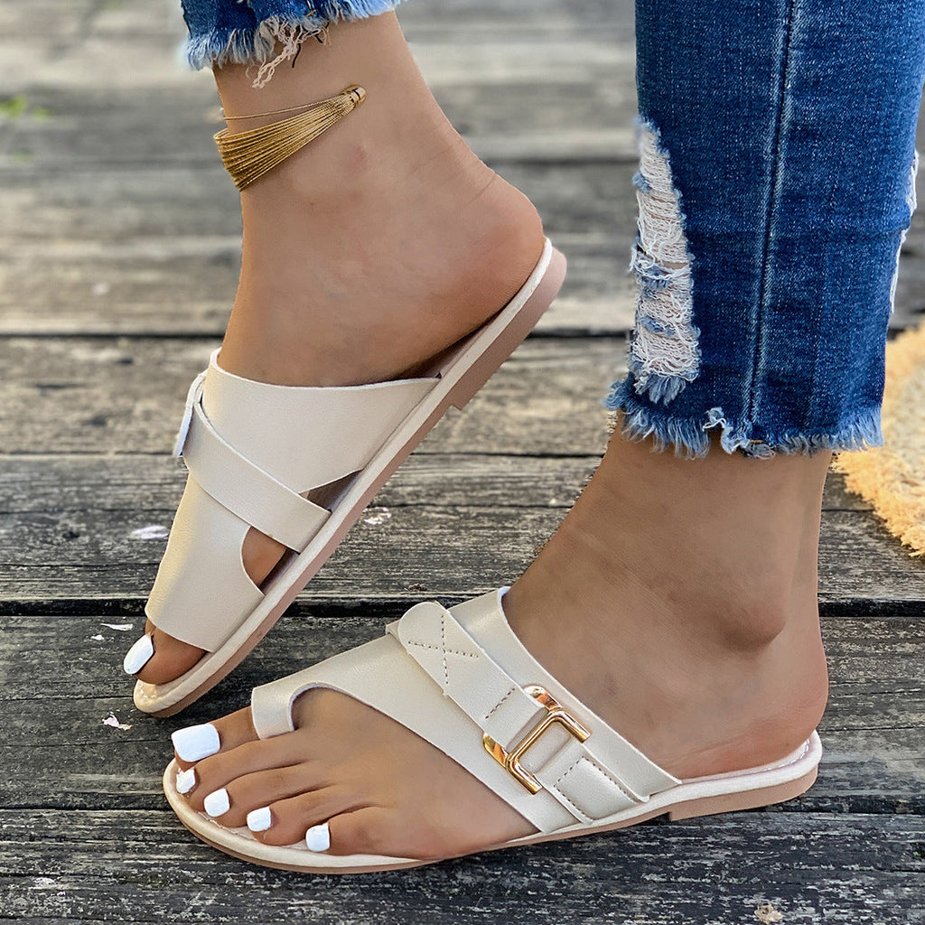 Toe Loop Buckle Decor Sandals