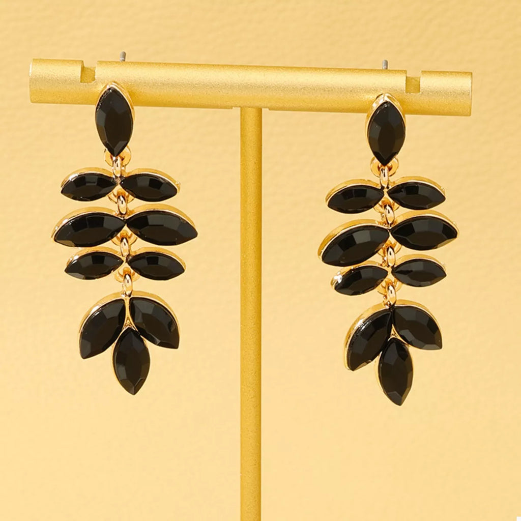 18K Gold-Plated Alloy Resin Leaf Drop Earrings