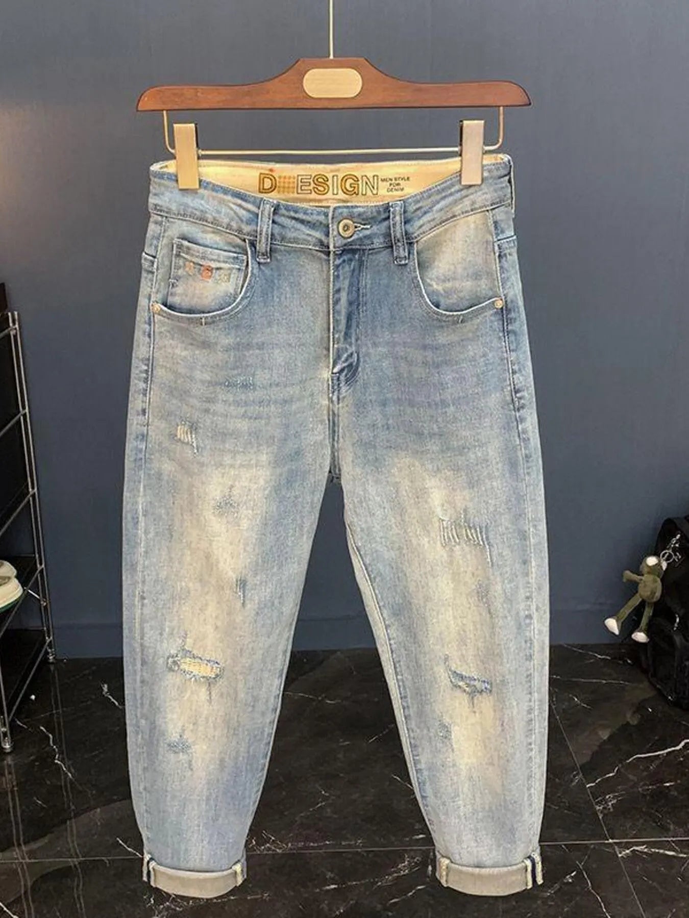 Men's Vintage Washed Distressed Boyfriend Jeans
