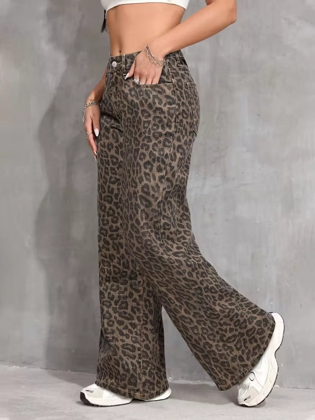 Leopard Wide Leg Jeans