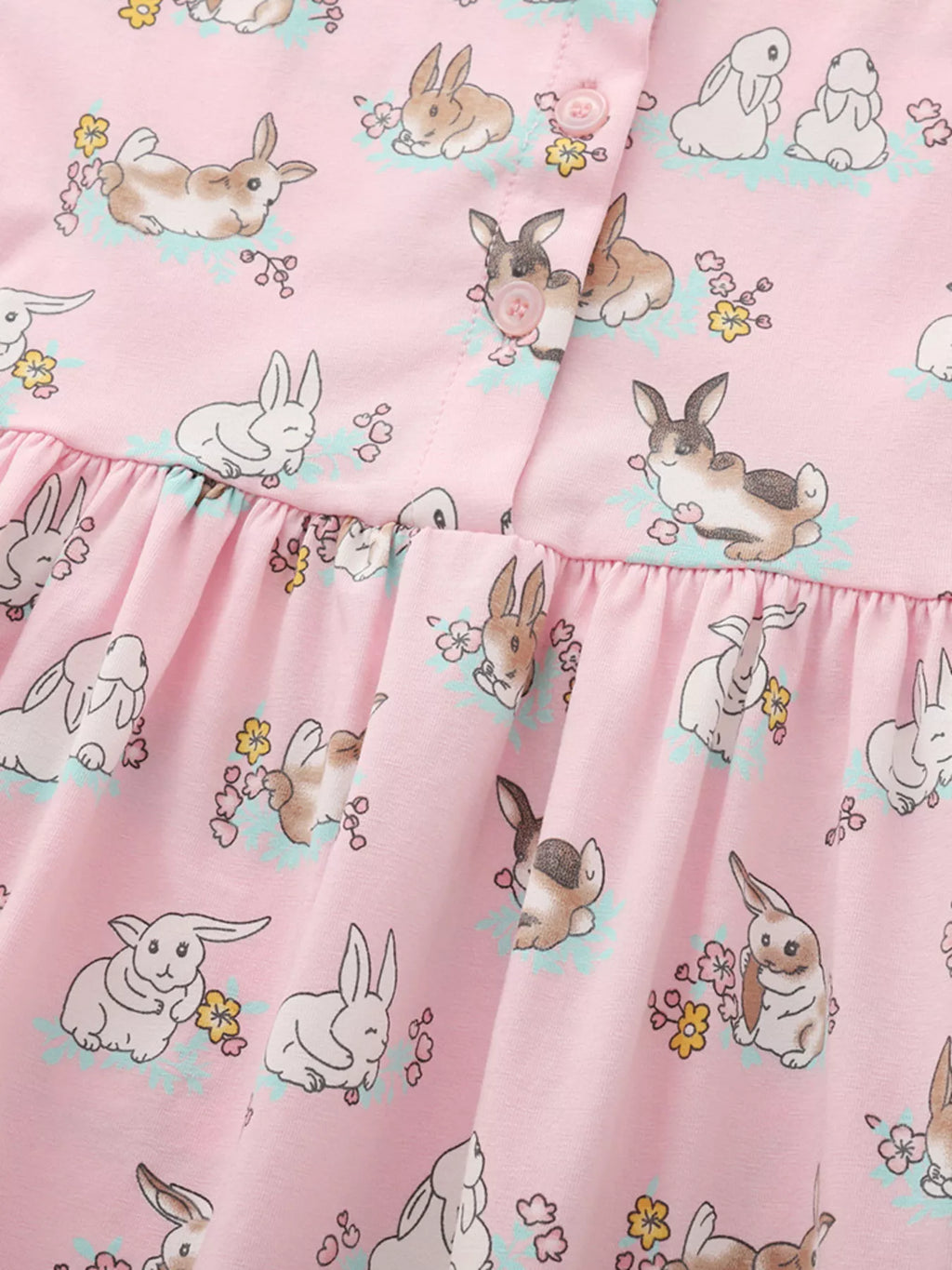 Children's Bunny Print Round Neck Casual Dress