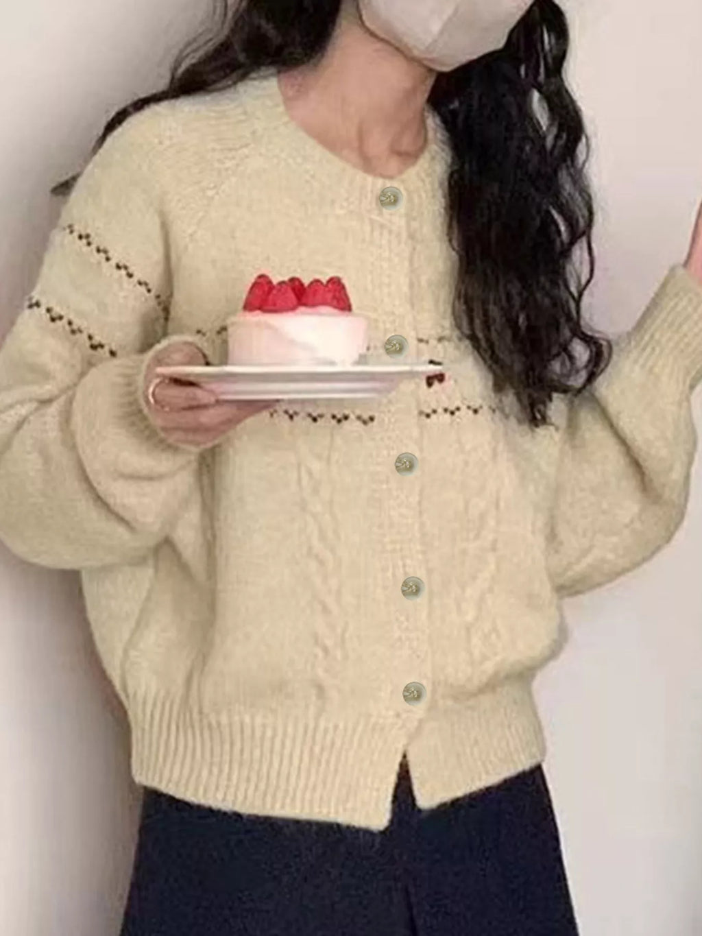 Cable Knit Button Up Cardigan