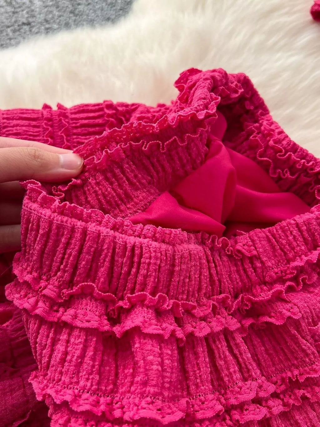 Textured Crop Top and Tiered Skirt Set