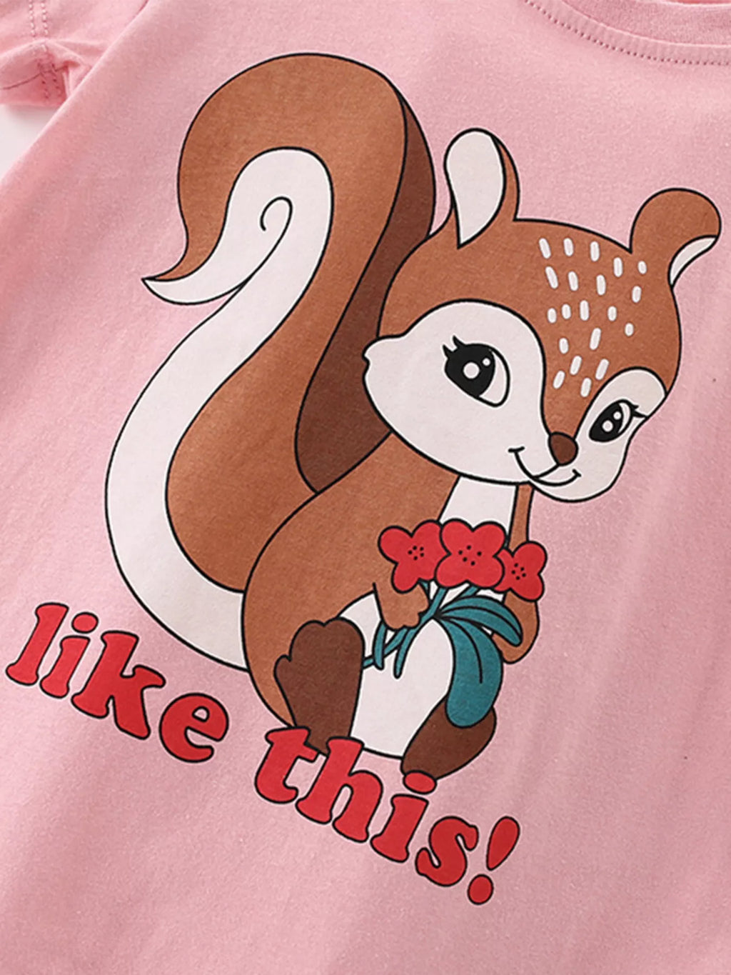 Children's Cute Squirrel Graphic Short Sleeve T-Shirt