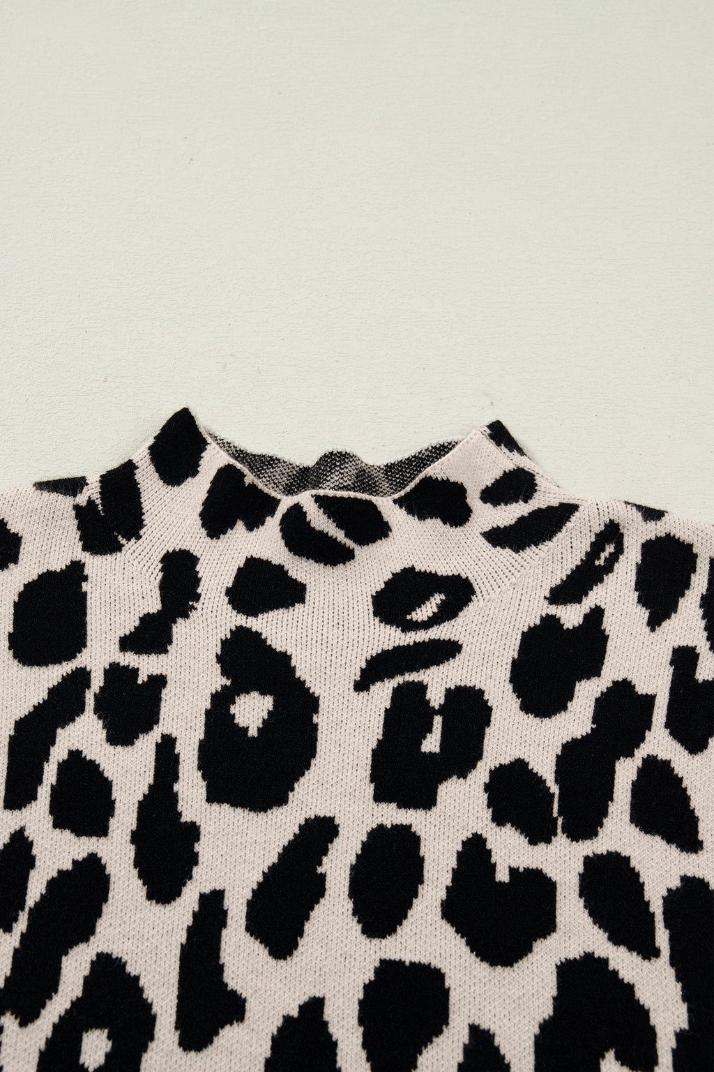Leopard Mock Neck Short Sleeve Sweater