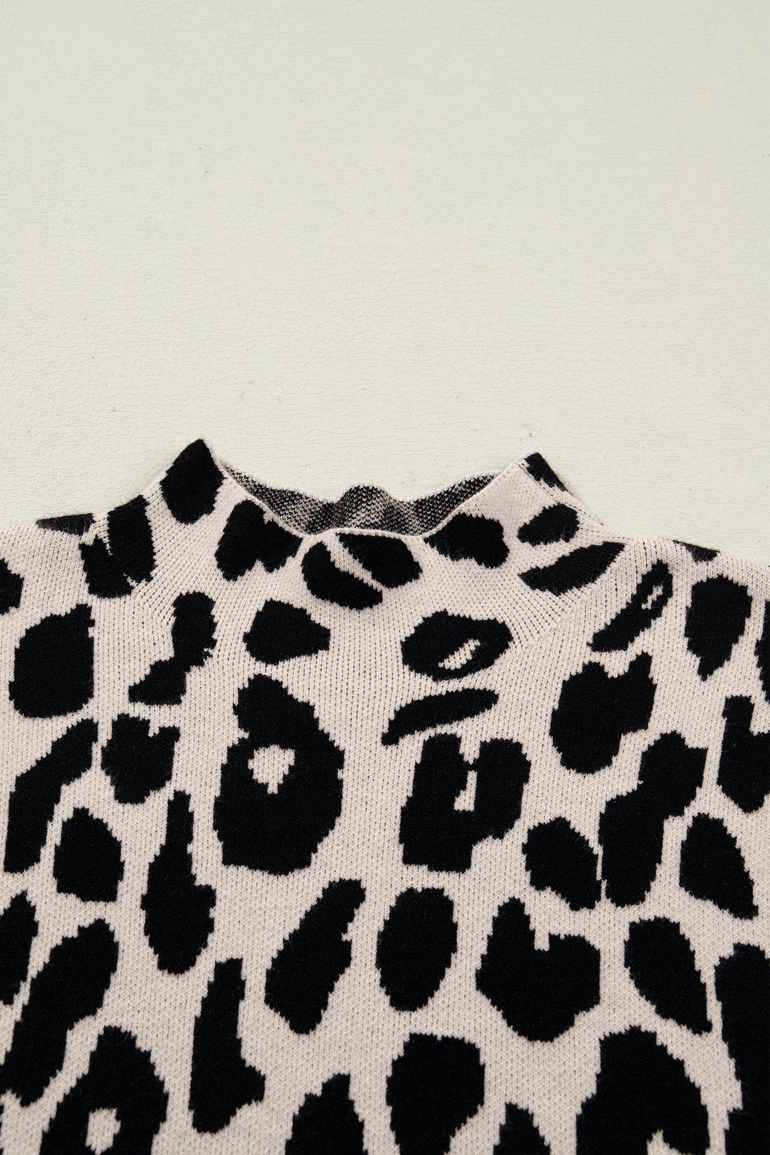 Leopard Mock Neck Short Sleeve Sweater