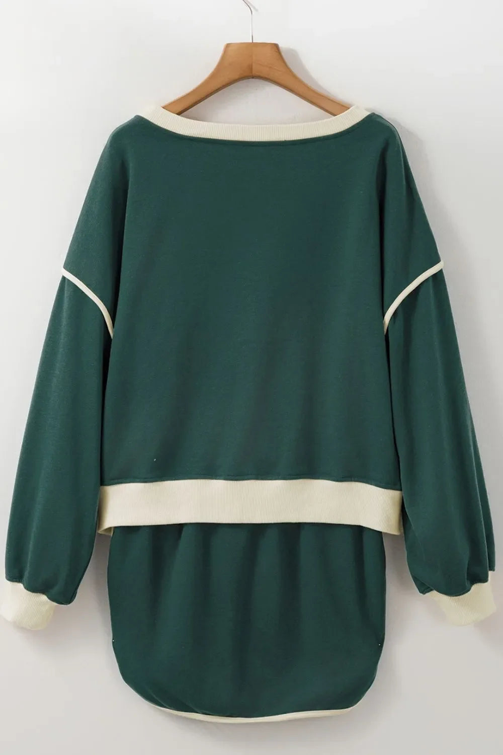 Contrast Trim Round Neck Top and Skort Set