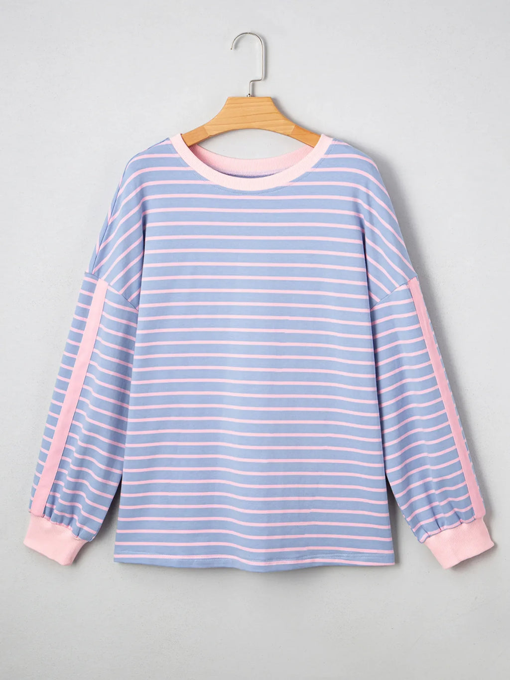 Stripe Oversize Contrast Trim Drop Shoulder Sweatshirt