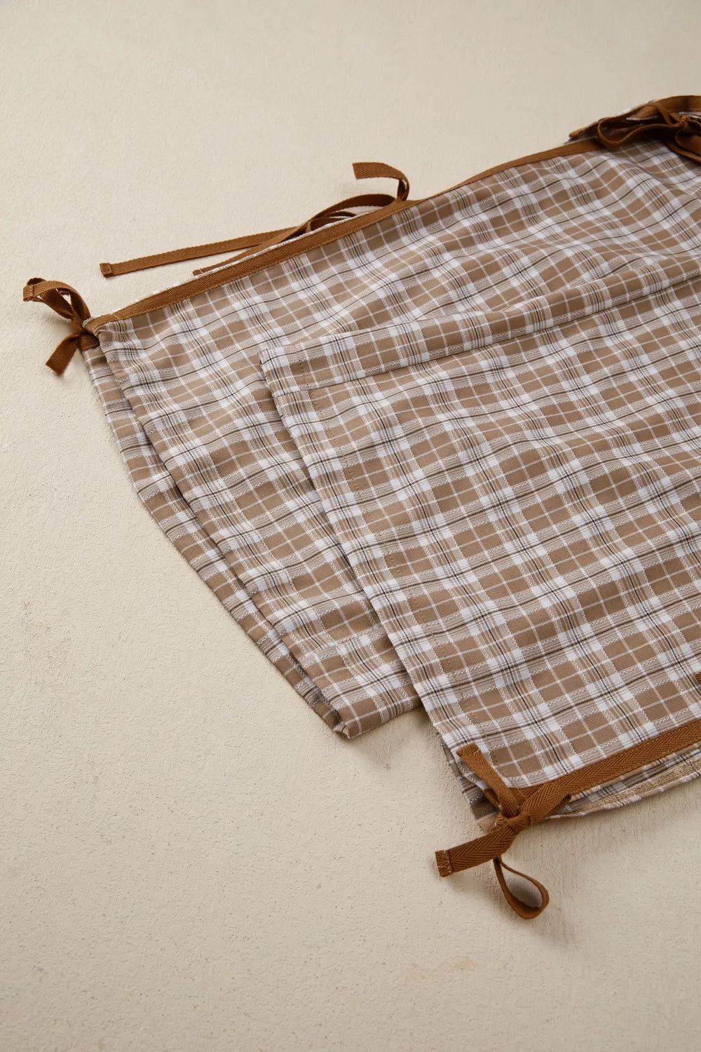 Plaid Print Tie Detail Casual Pants