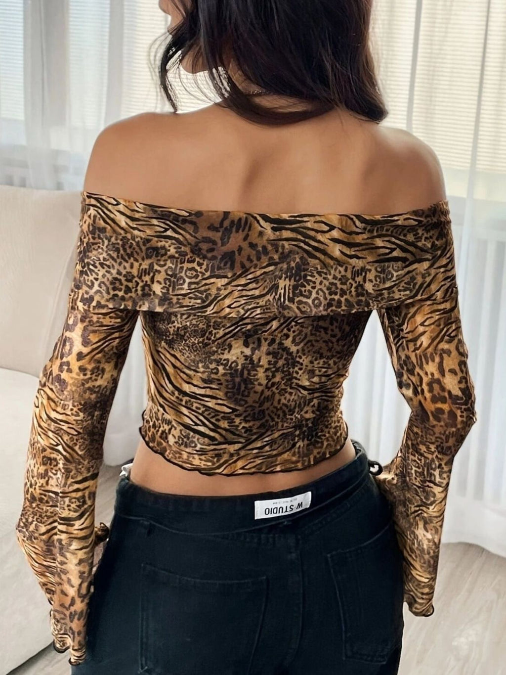 Leopard Print Off-Shoulder Top