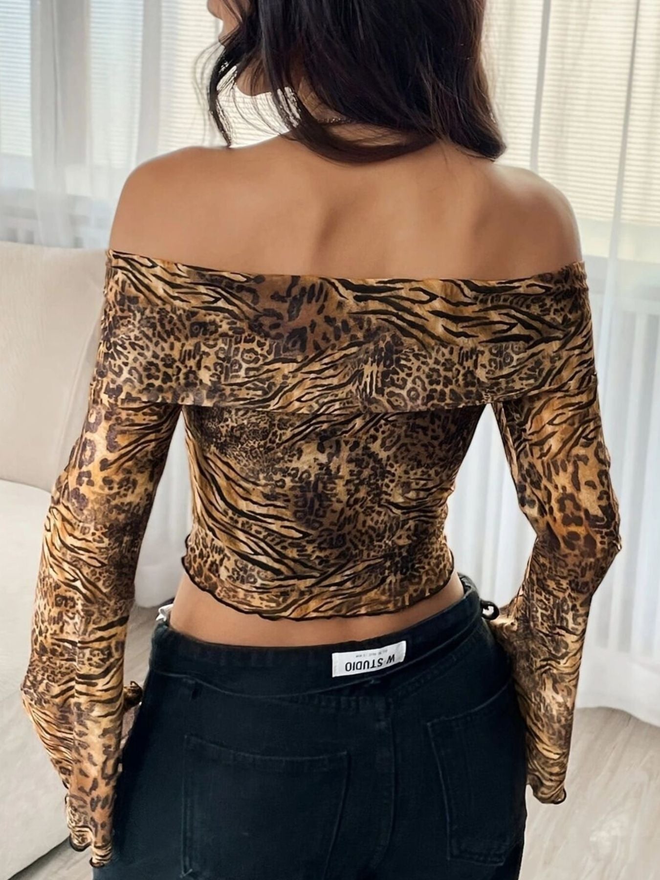 Leopard Print Off-Shoulder Top