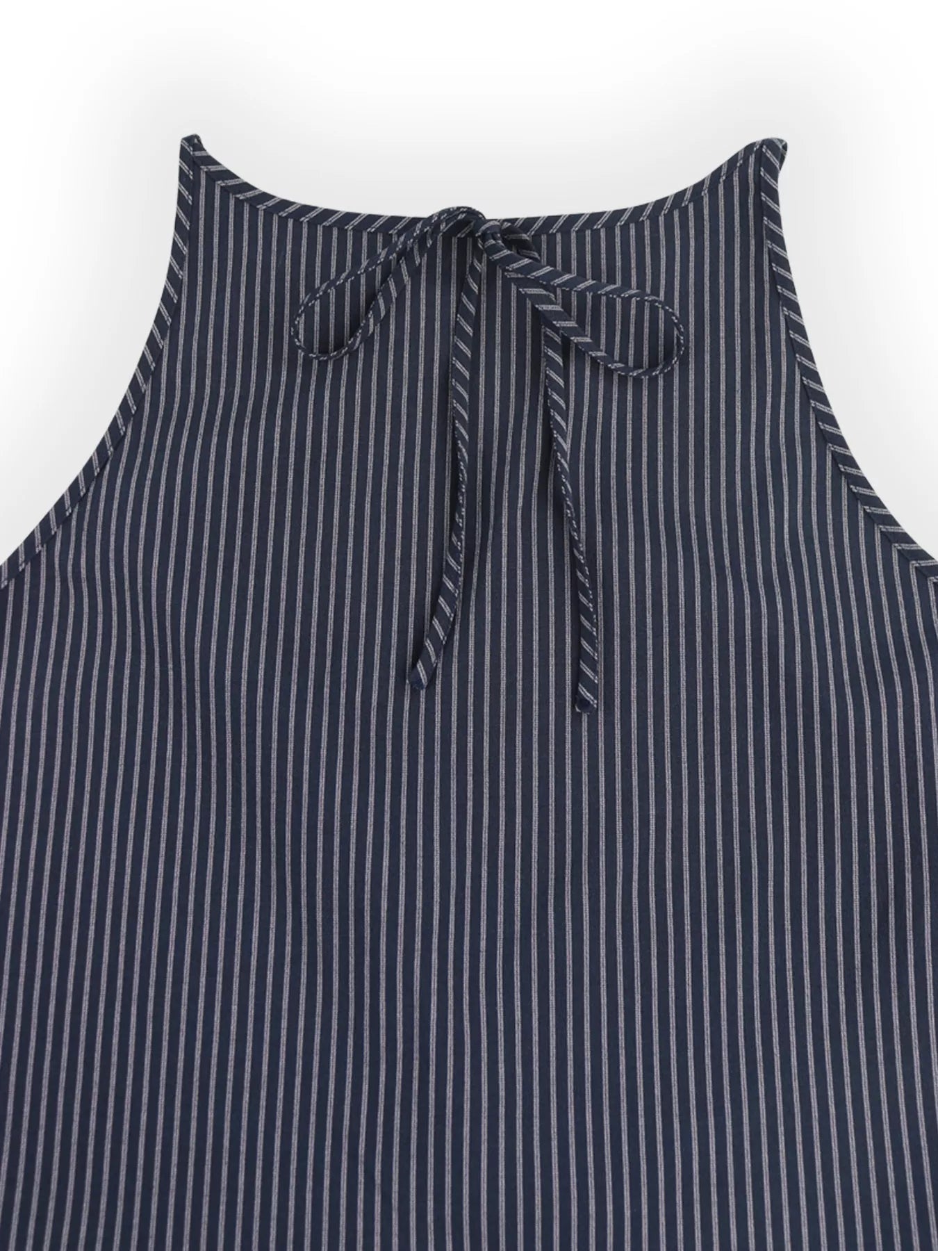 Striped Sleeveless Top and Wide-Leg Pants Set