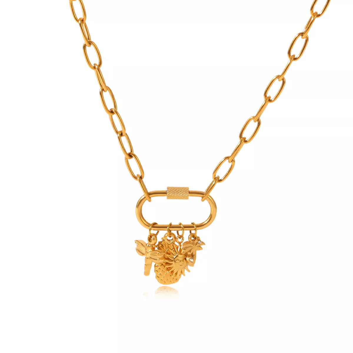 18K Gold-Plated Lock Chain Necklace