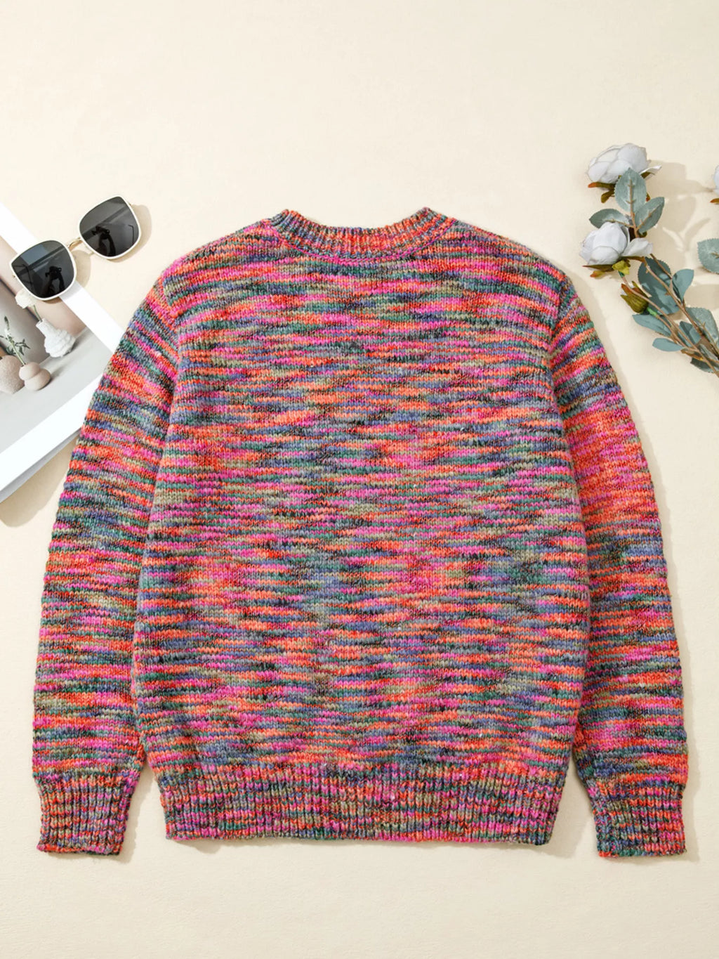 Space Dye Yarn Crew Neck Sweater