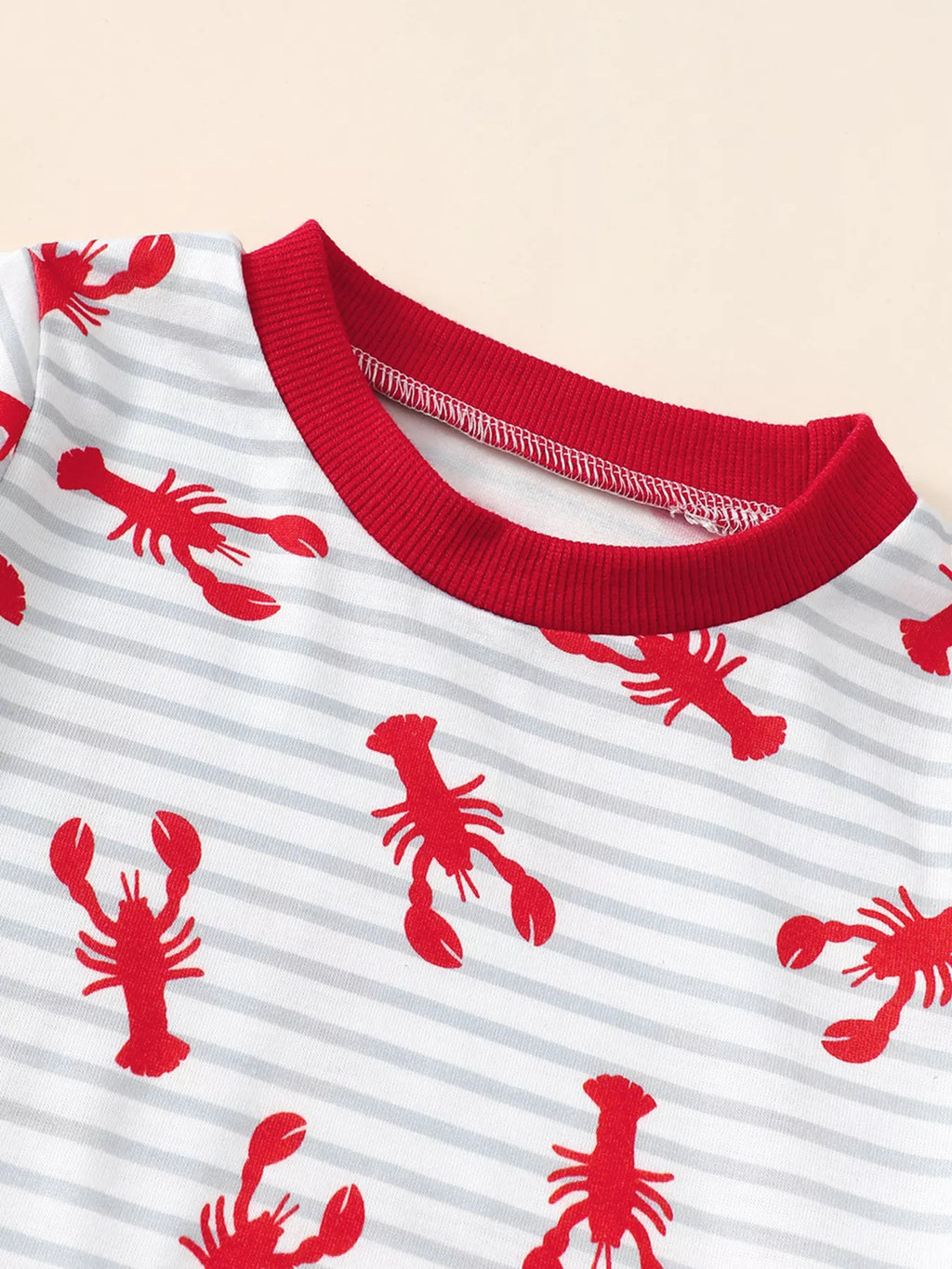 Children's Lobster Print Striped T-shirt and Shorts Set