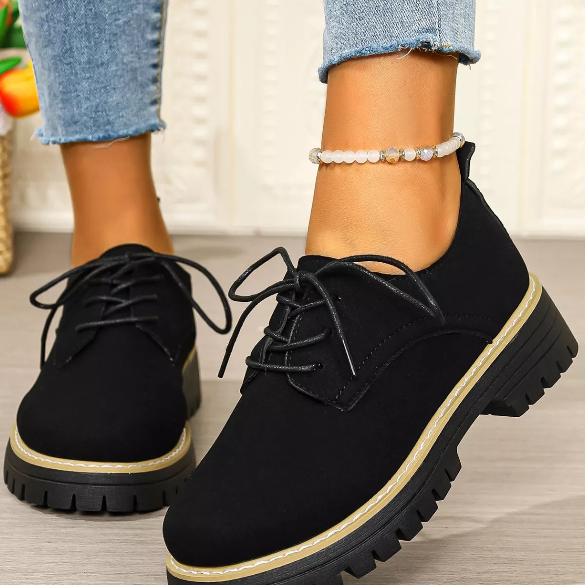 Lace-Up Platform Loafers
