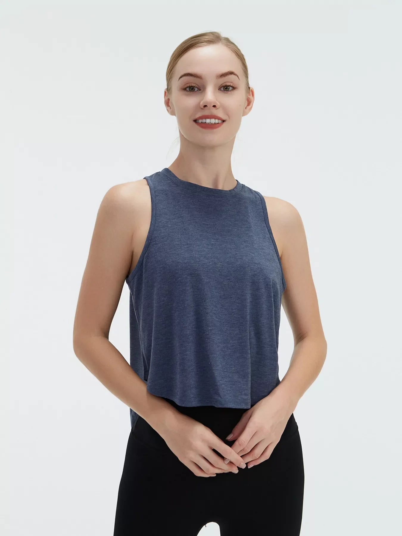 Cutout Back Round Neck Active Tank