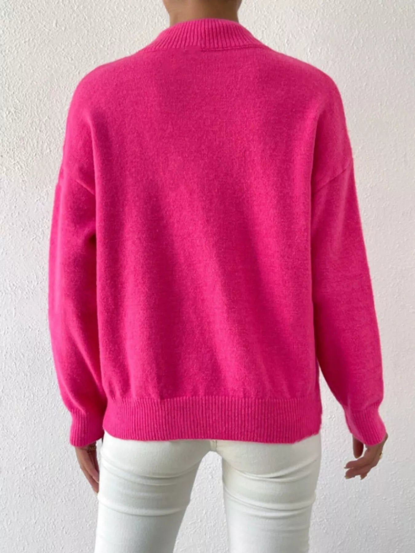 Mock Neck Dropped Shoulder Sweater