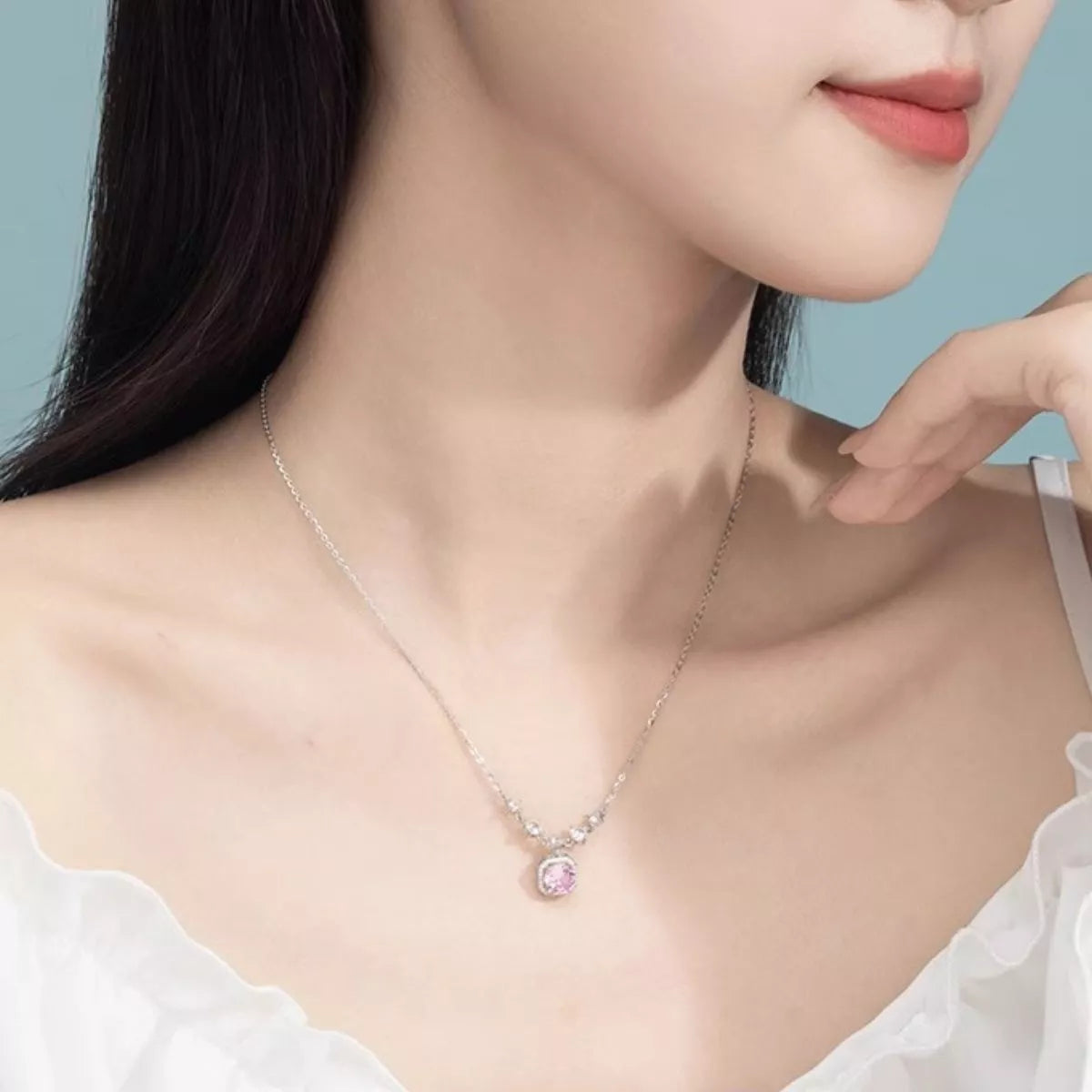 925 Sterling Silver Zircon Pendant Necklace