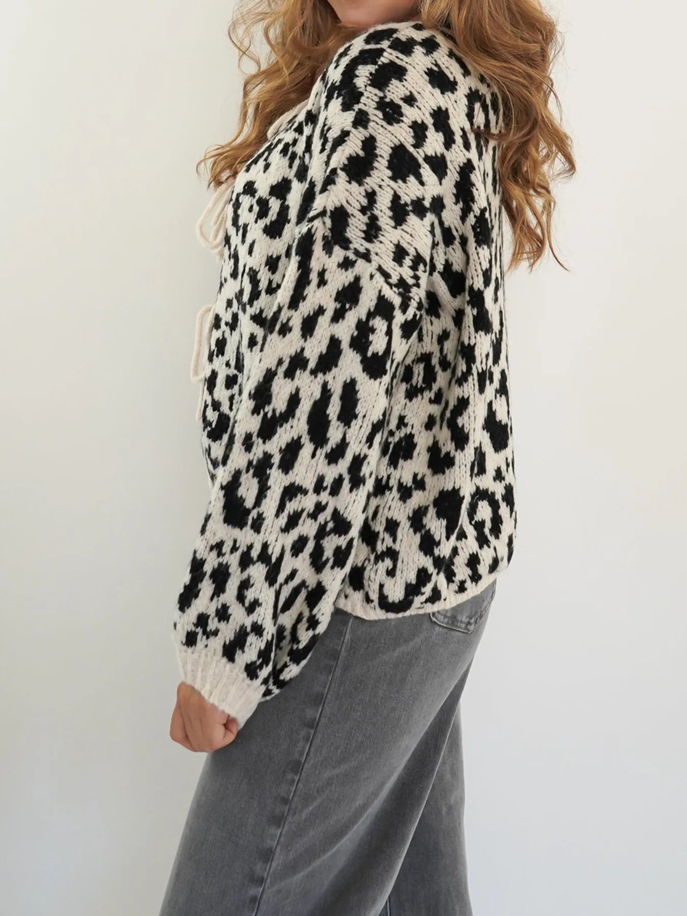 Leopard Tie Front Cardigan