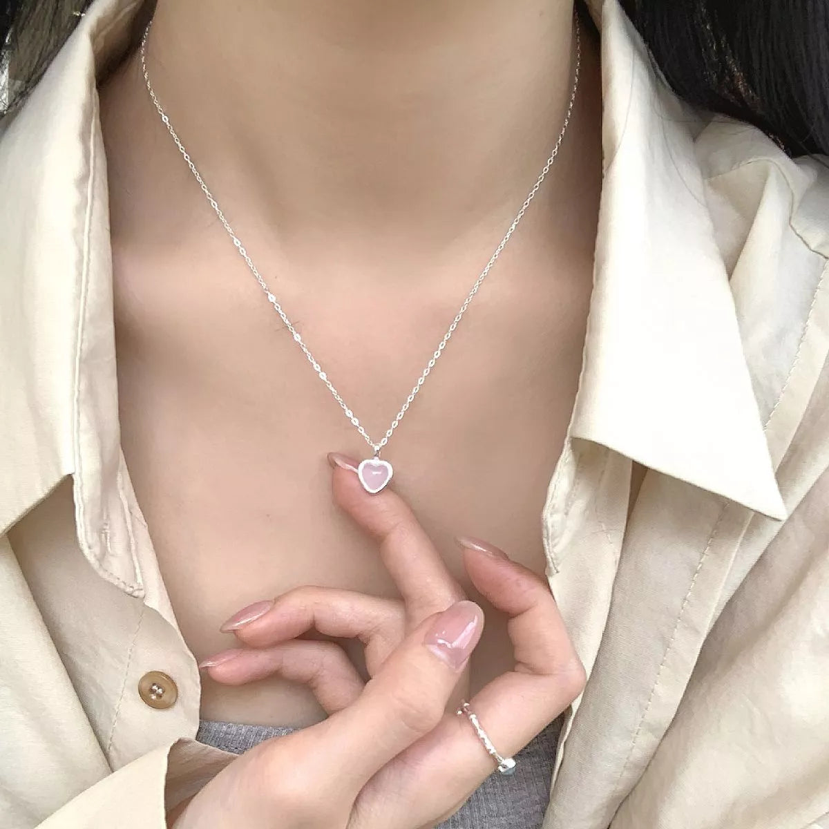925 Sterling Silver Heart Pendant Necklace