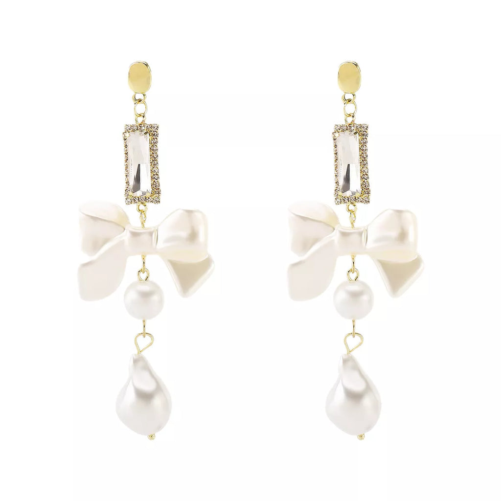 Bowknot Pearl Drop Earrings