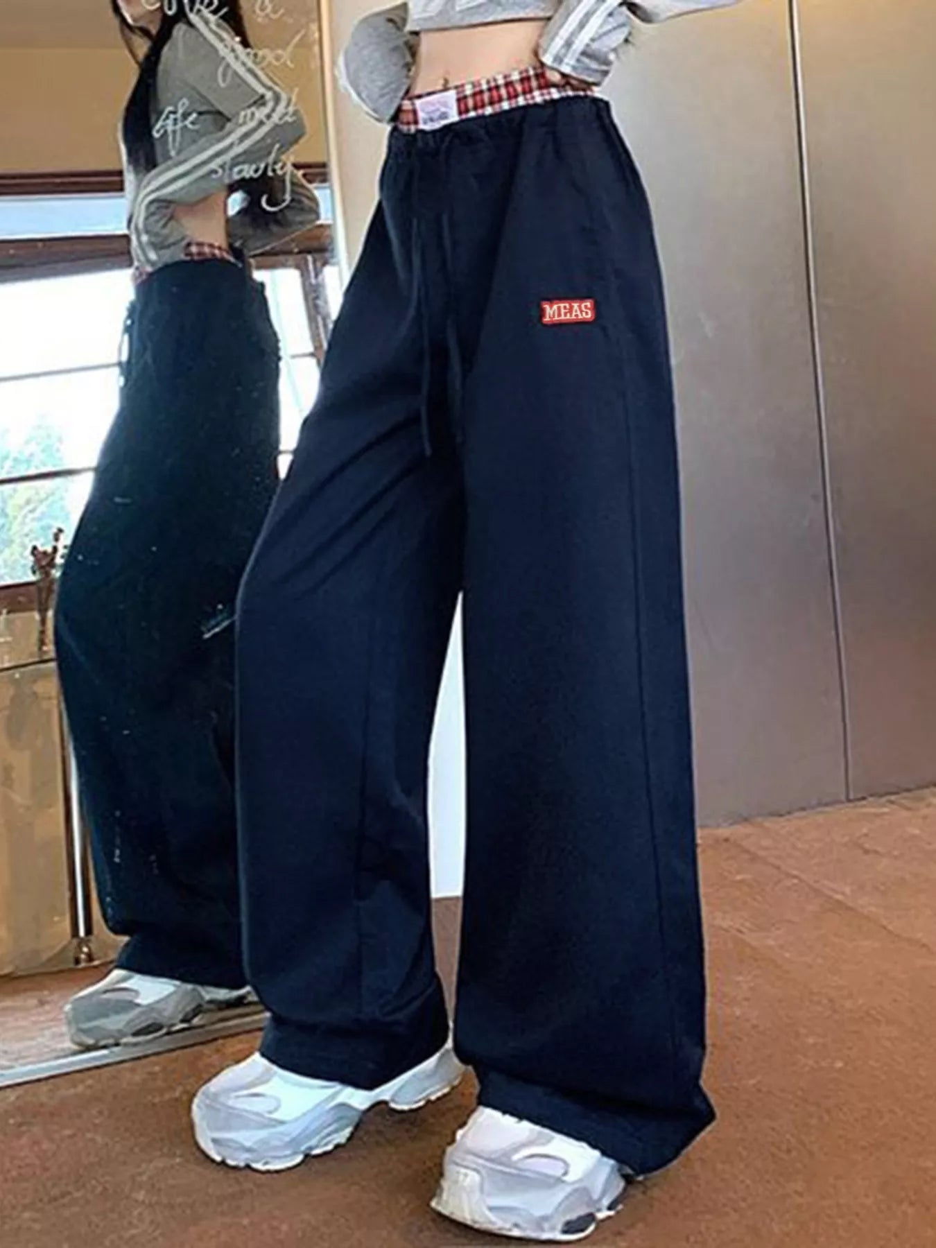Wide Leg Drawstring Casual Pants